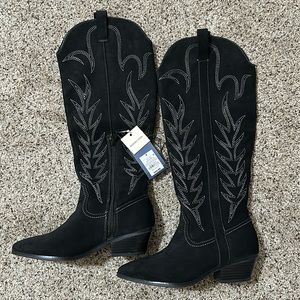 Black velvet cowboy boots